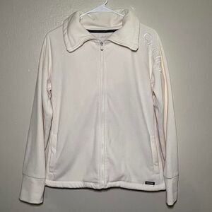 Calvin Klein White Fleece Zip Up Jacket